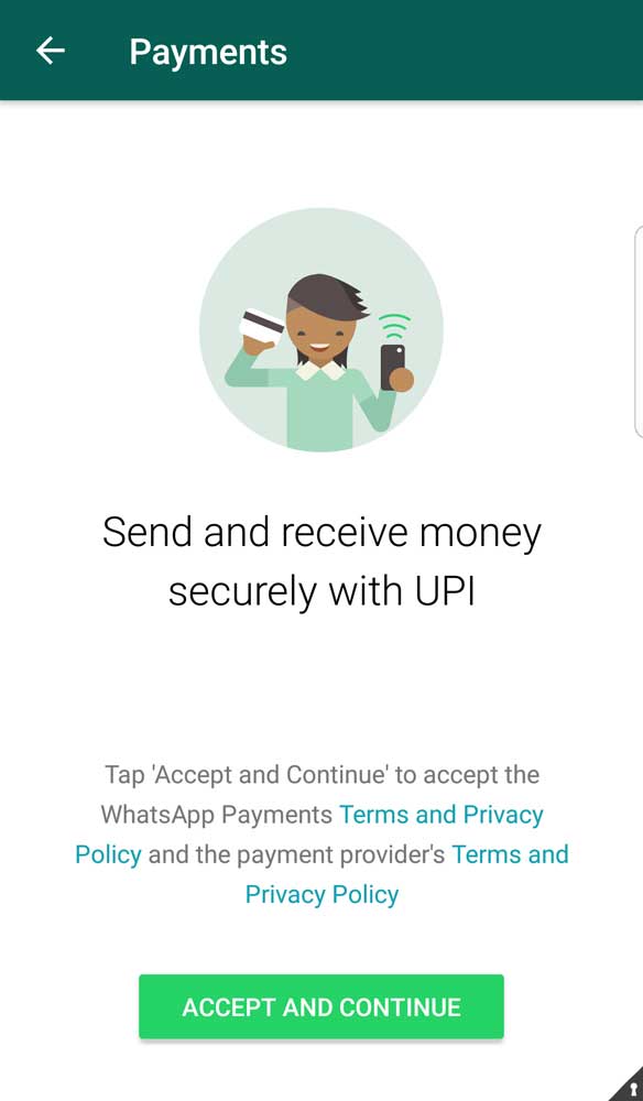 whatsapp UPI mode fund transfer